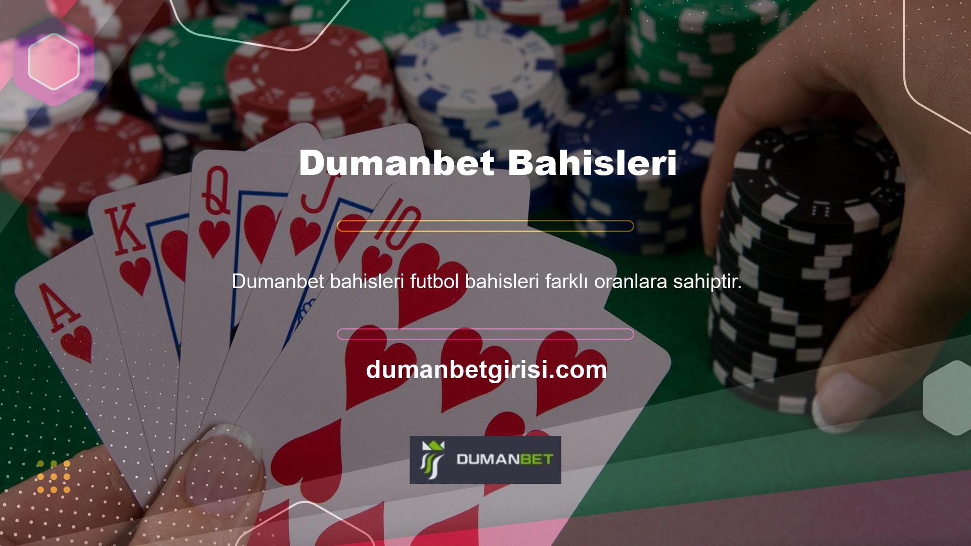Ayrıca Dumanbet web sitesindeki canlı bahis özelliğini kullanarak ek futbol bahisleri de yapabilirsiniz